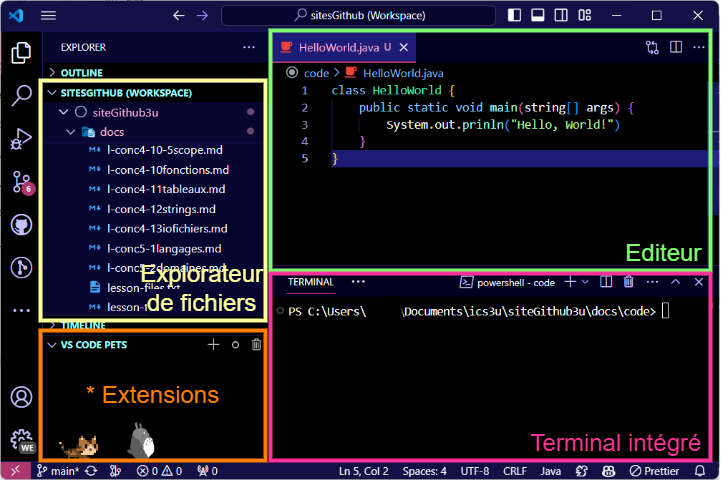 Fenêtre VS Code